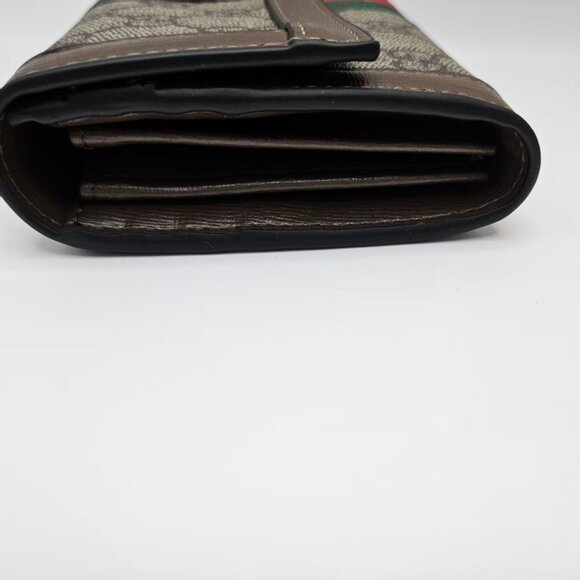 Gucci flap wallet in GG canvas with classic green-red stripe - Picture 3 of 7